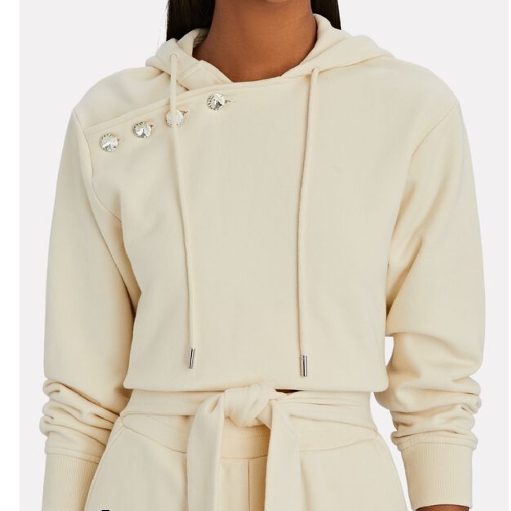 INTERMIX Myla Button-Embellished Hooded Sweatshirt size XL